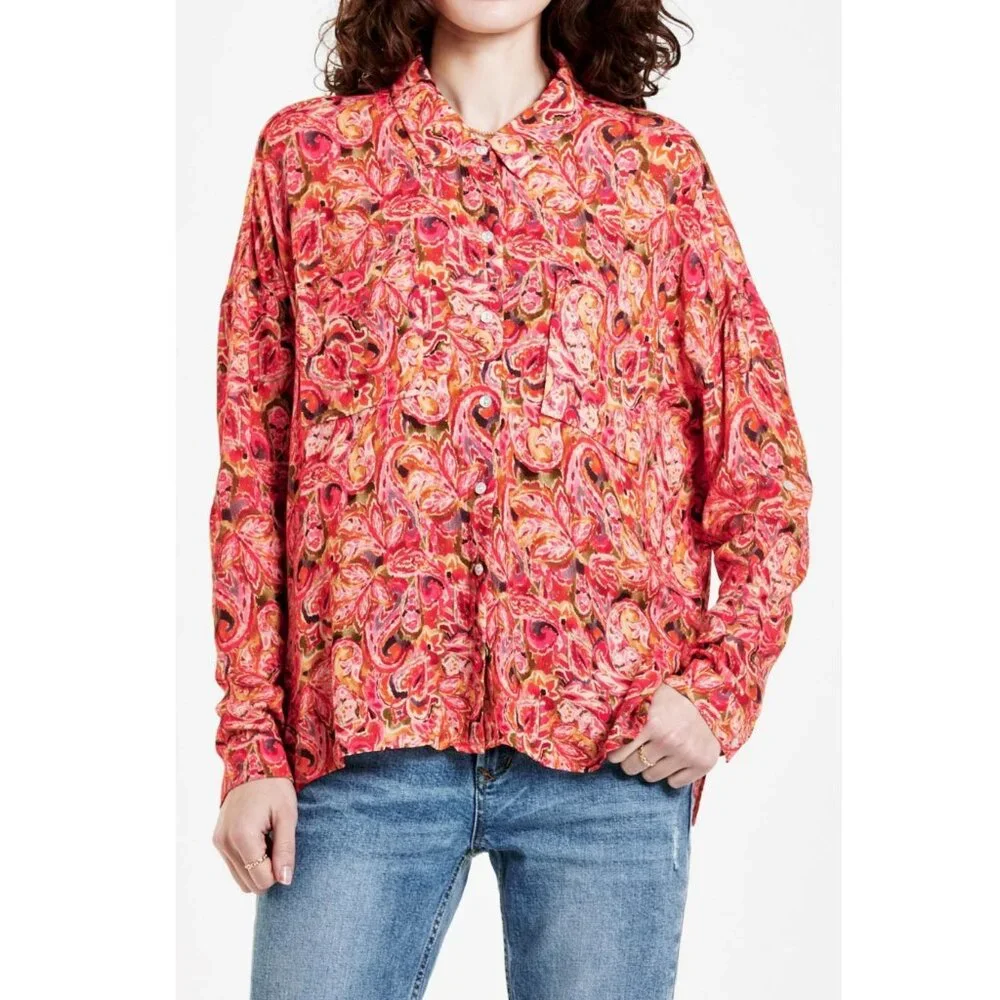 DEAR JOHN DENIM arianna front tie shirt in autumn paisley Medium - Picture 5 of 16